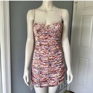For Love and Lemons Gardenia floral Mini Dress Sz Large‎ Preowned